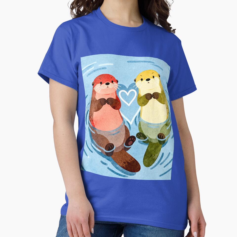 Significant Otter - Whimsical Watercolor Otters in Love by HappySproutArt T-Shirts, Hoodie, Sweatshirt (Image 2)