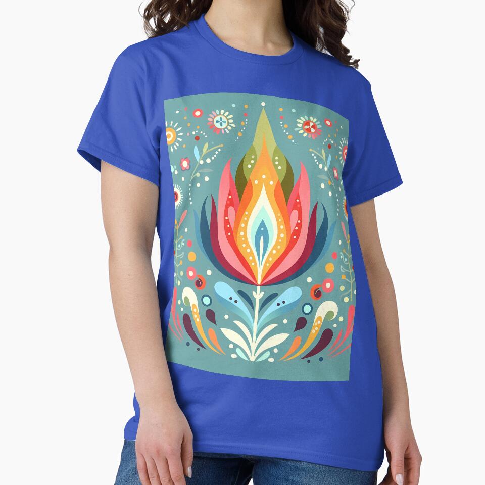 Vibrant Abstract Floral Flame Motif - Scandinavian Folk Art by heidiannemorris © by FOLK ART FUSION by heidiannemorris