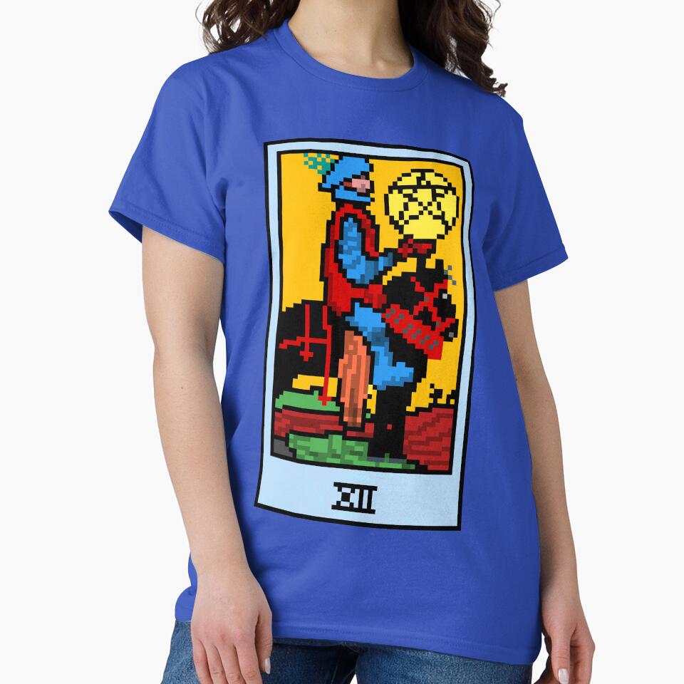 Wait, is this pixel art tarot? Blue - Minor Arcana 'Knight of Pentacles' (Design for T-shirt, stickers and... (Image 2)