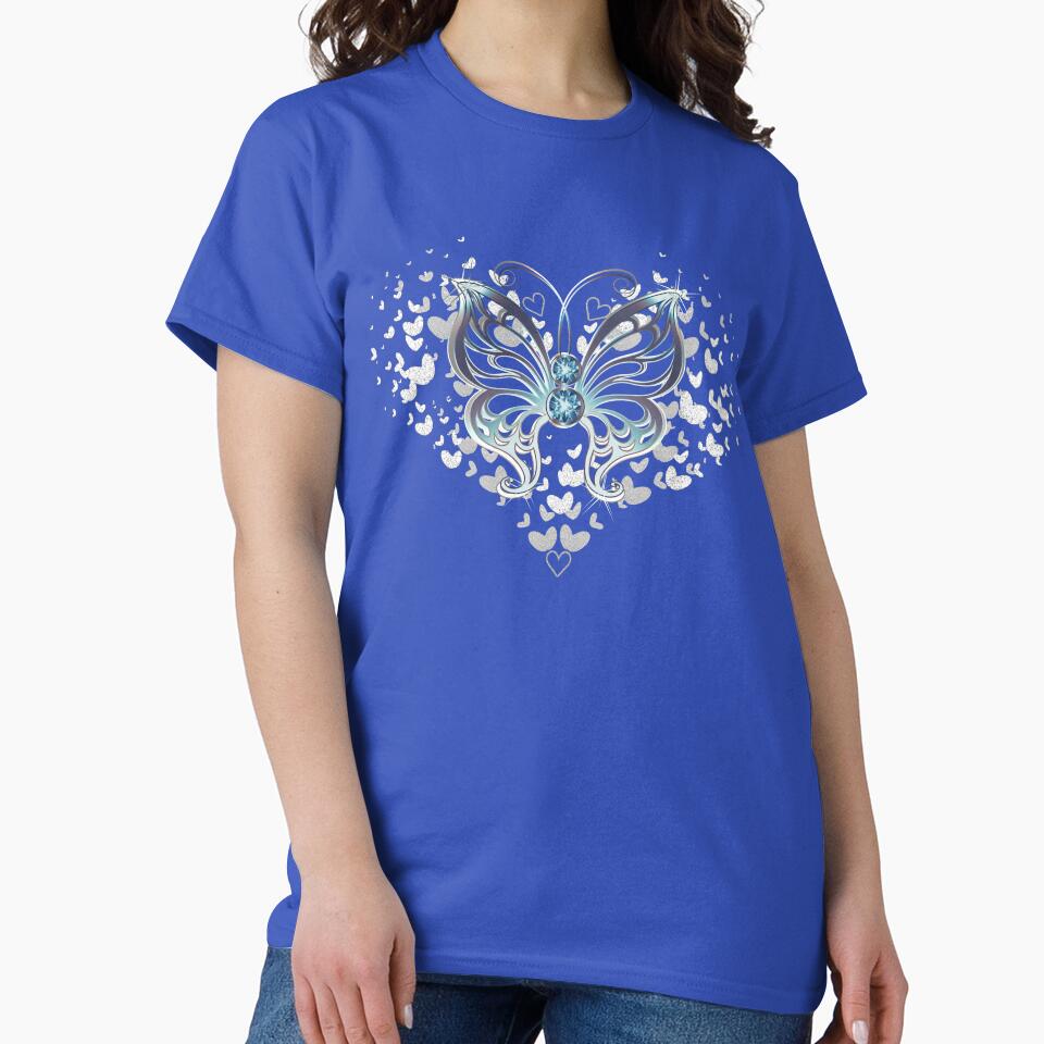 Silver Diamond Heart Butterfly Design by mbuz90 T-Shirts, Hoodie, Sweatshirt | BlankRebels.com (Image 2)
