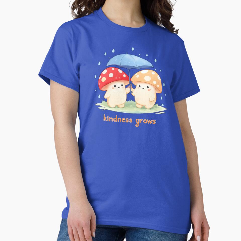 Kindness Grows T-Shirt – Cute Mushroom Umbrella Aesthetic Art Tee by KDesignCrafts Hoodie, Sweatshirt (Image 2)