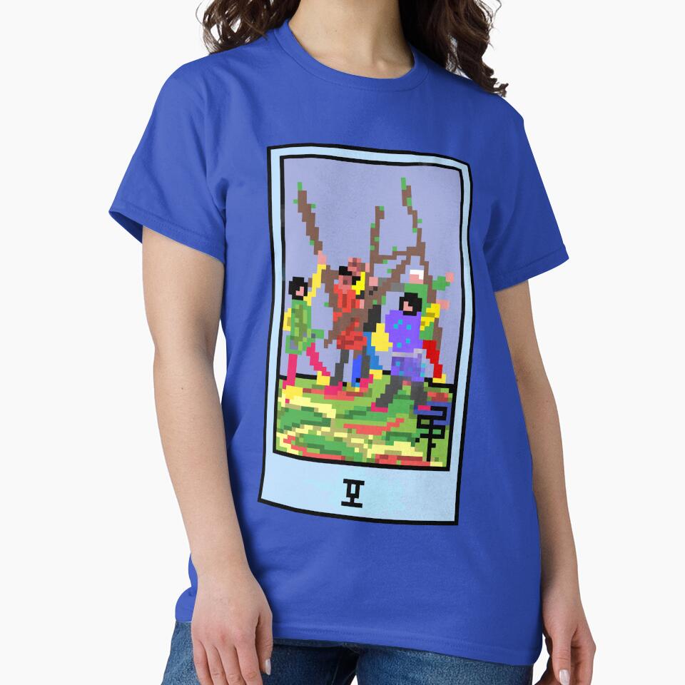 Wait, is this pixel art tarot? Blue - Minor Arcana 'Five of Wands' (Design for T-shirt, stickers and other... (Image 2)