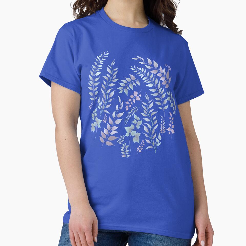 Greenery Botanical Print Purple Blue by SilverPegasus T-Shirts, Hoodie, Sweatshirt | BlankRebels.com (Image 2)