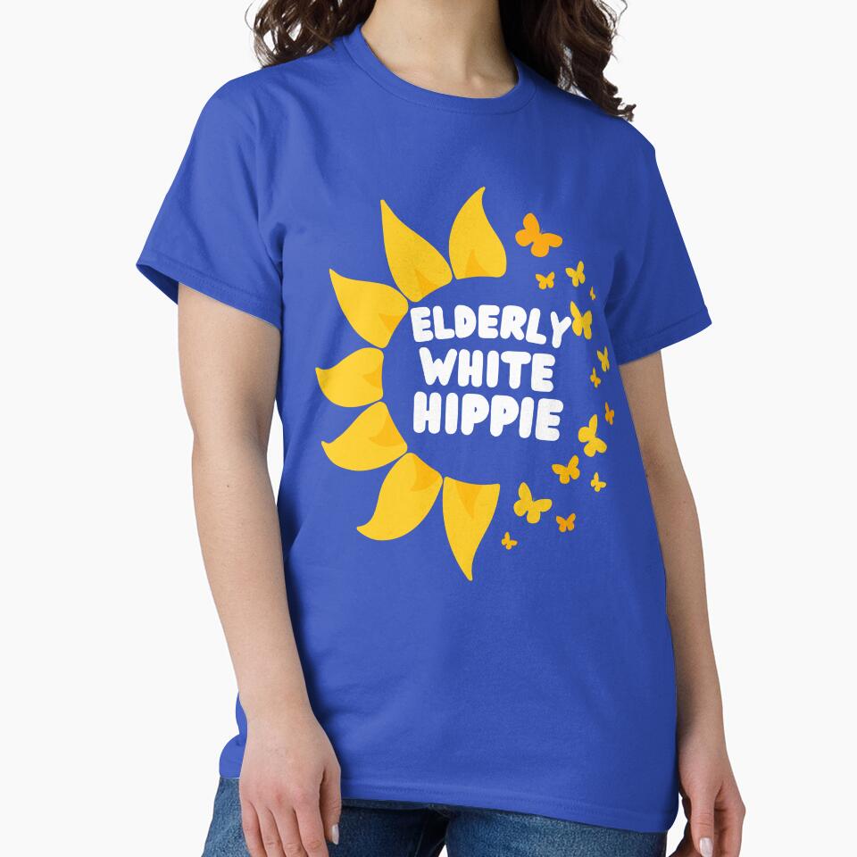Cute Elderly White Hippie Psychedelic Colors Flower Child Style by Feather Art T-Shirts, Hoodie, Sweatshirt (Image 2)