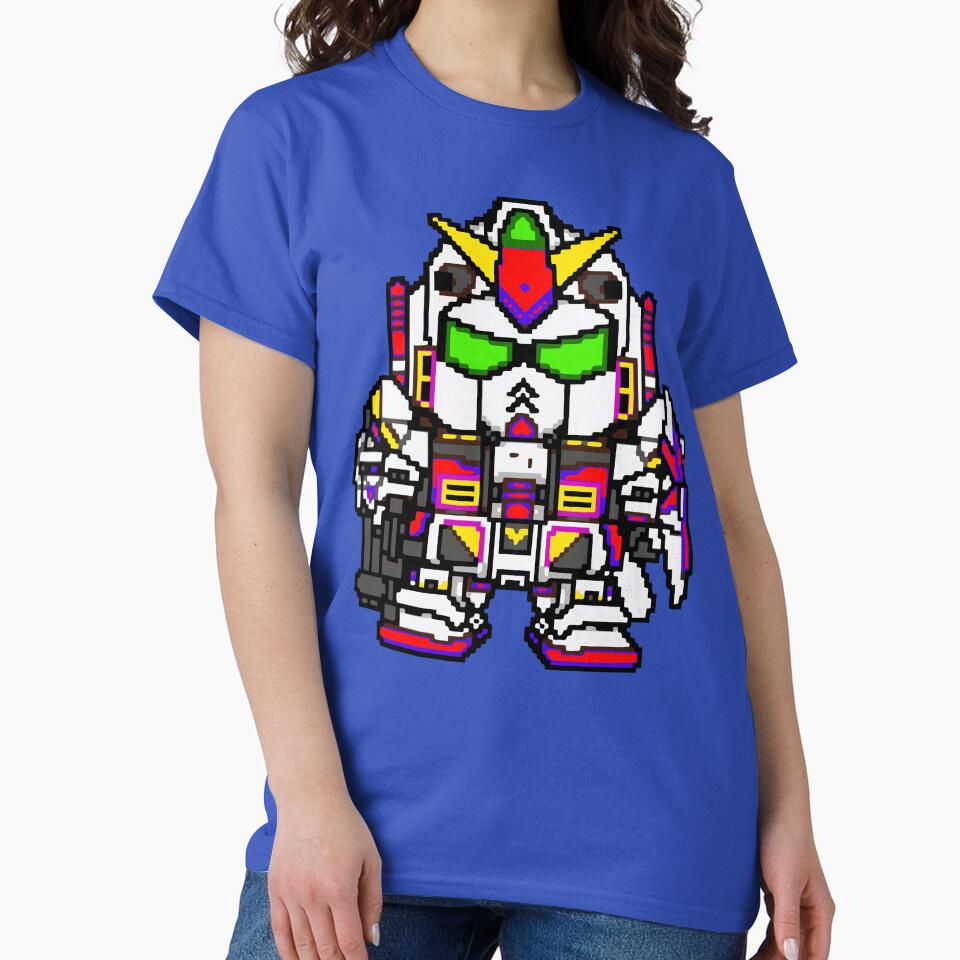 GUNDAM Mecha Robot Japan Anime T-shirt Dot Art Tee 80's Gun-damn Mobile Suit Anime t-shirt Unisex Kawaii Tee... (Image 2)