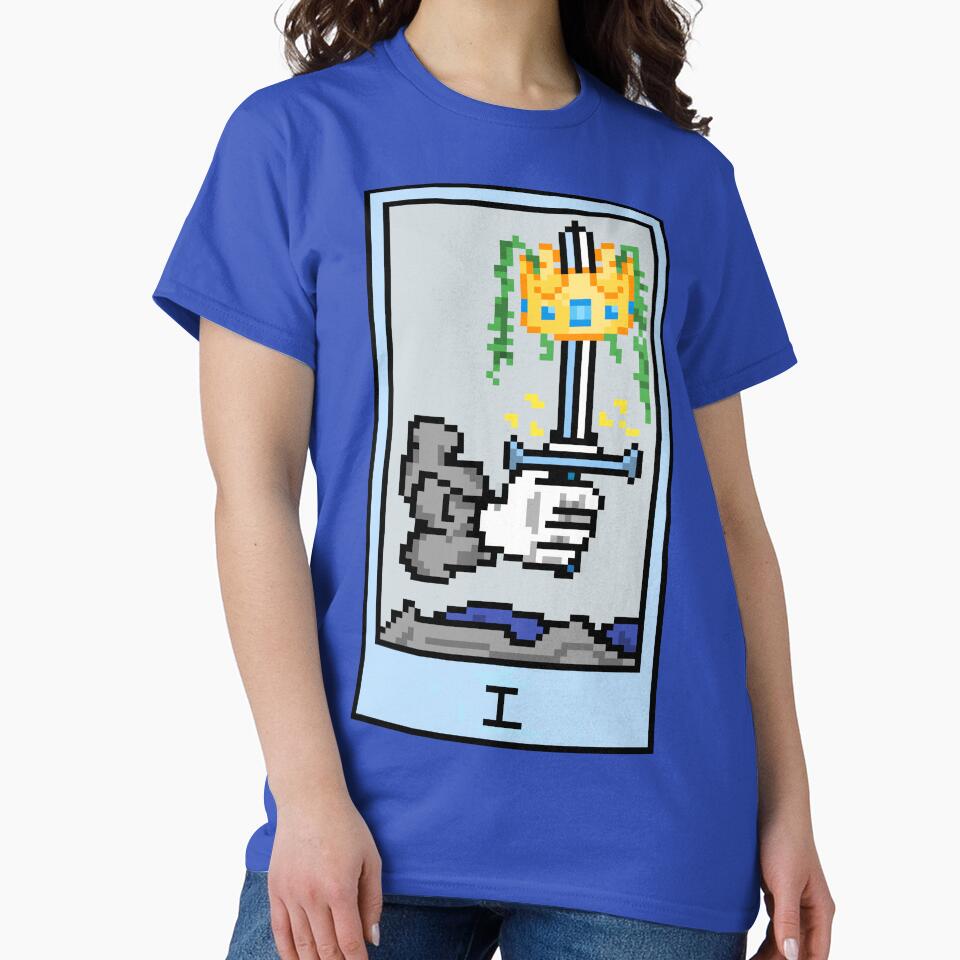 Wait, is this pixel art tarot? Blue - Minor Arcana 'Ace of Swords' (Design for T-shirt, stickers and other... (Image 2)