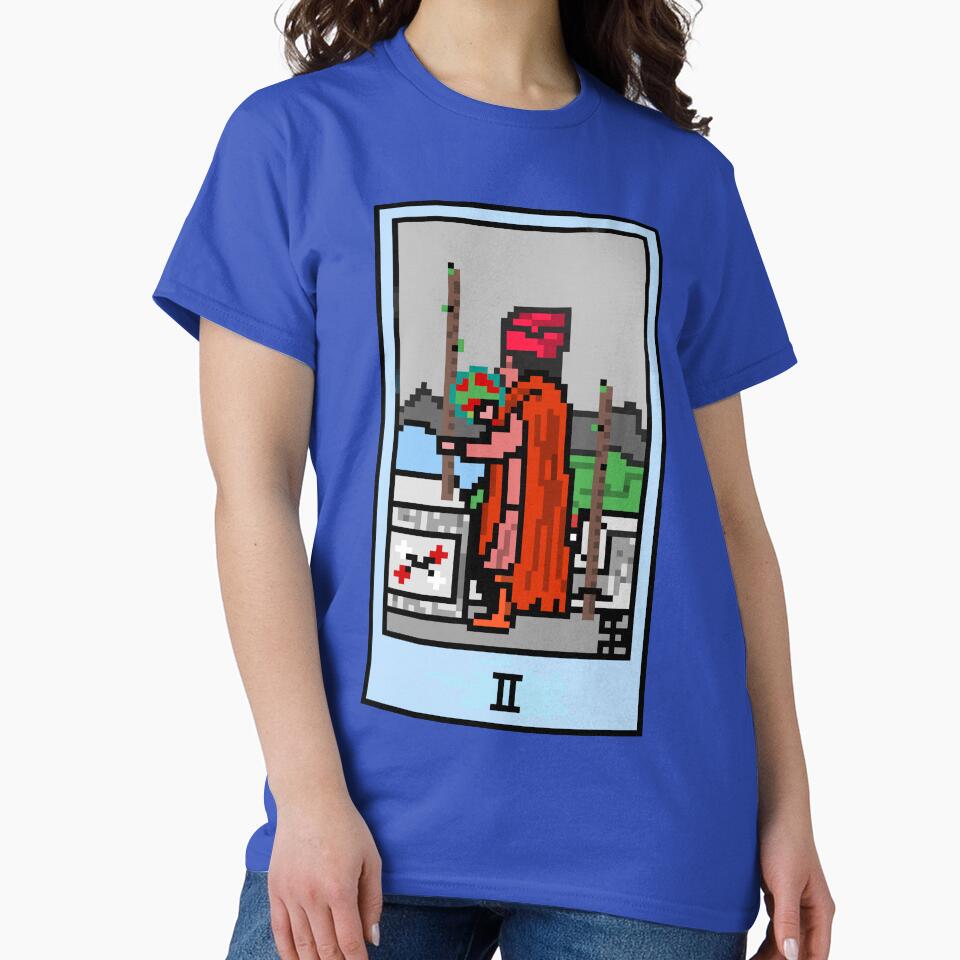 Wait, is this pixel art tarot? Blue - Minor Arcana 'Two of Wands' (Design for T-shirt, stickers and other... (Image 2)