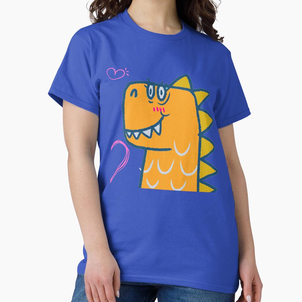 Prehistoric Love – Cool Orange Dino (His Side) by minibrainco T-Shirts, Hoodie, Sweatshirt | BlankRebels.com (Image 2)