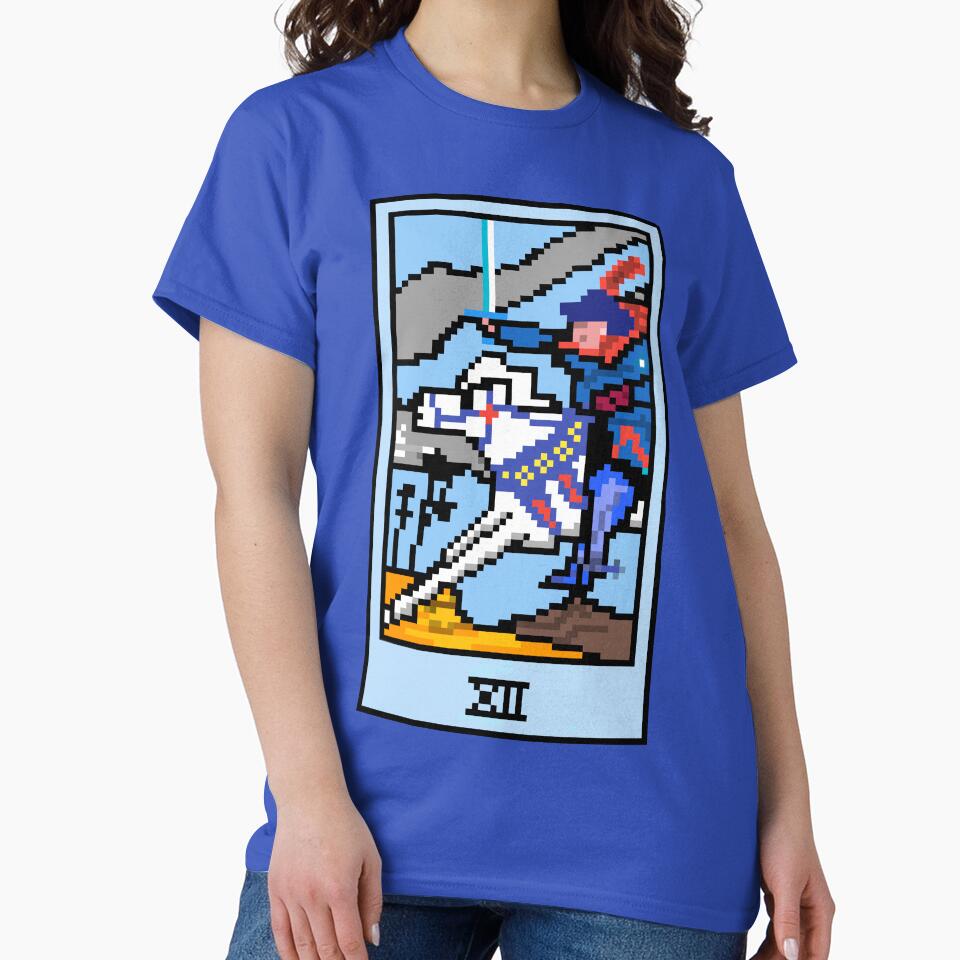 Wait, is this pixel art tarot? Blue - Minor Arcana 'Knight of Swords' (Design for T-shirt, stickers and other... (Image 2)
