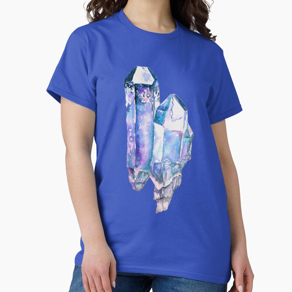 Two Blue Amethyst crystal, watercolour crystal painting. Crystal Healing by Goldstarwork T-Shirts, Hoodie,... (Image 2)