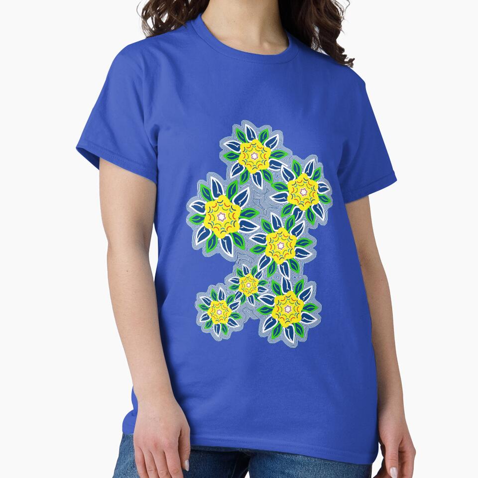 Blue and Yellow Doodle Art Flowers by Gravityx9 T-Shirts, Hoodie, Sweatshirt | BlankRebels.com (Image 2)