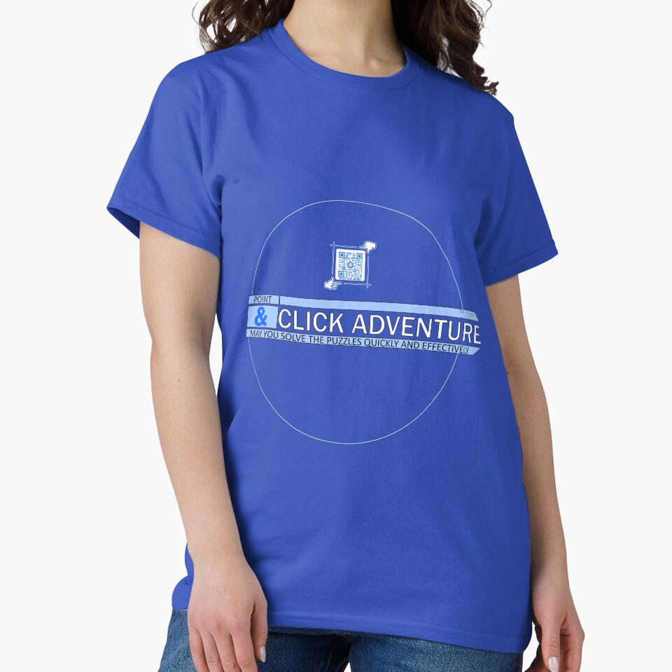Point & Click Adventure Gaming Logo V3 (Blue/White) by Visual Resolutions T-Shirts, Hoodie, Sweatshirt (Image 2)
