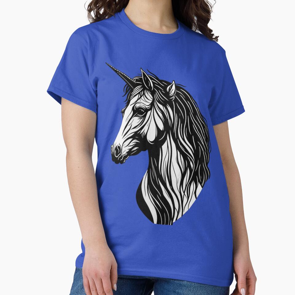 Black and White Unicorn Head - Dark Background by TGAL2 T-Shirts, Hoodie, Sweatshirt | BlankRebels.com (Image 2)