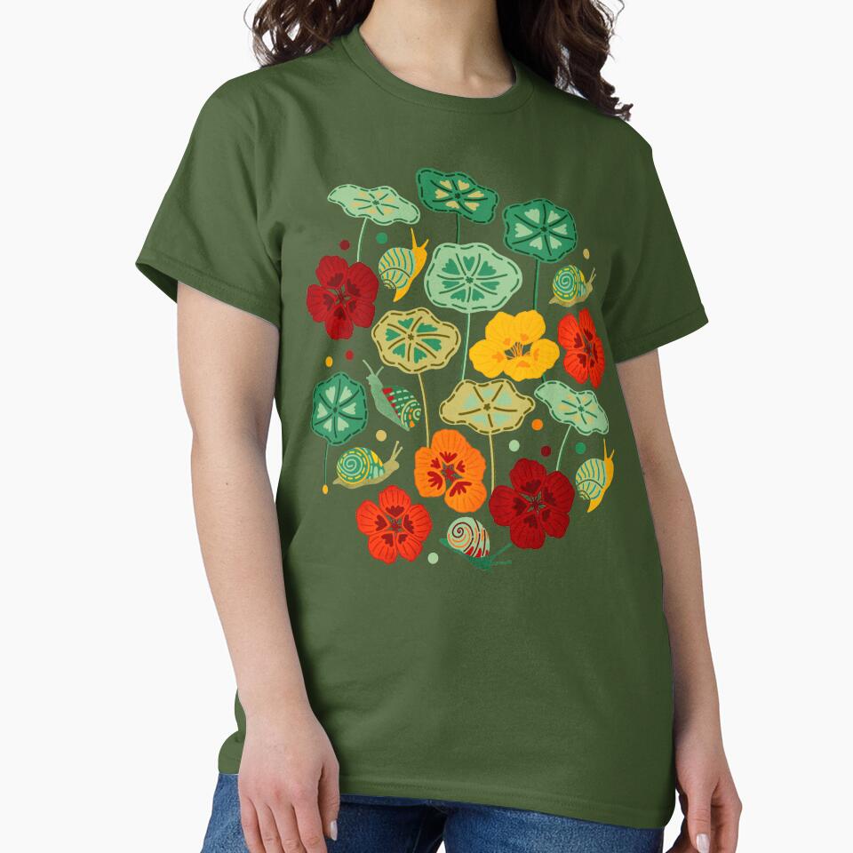Nasturtiums & Snails On Brown by TigaTiga T-Shirts, Hoodie, Sweatshirt | BlankRebels.com (Image 2)