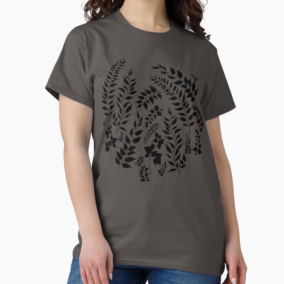 Greenery Botanical Print Black Leaves by SilverPegasus T-Shirts, Hoodie, Sweatshirt | BlankRebels.com (Image 2)