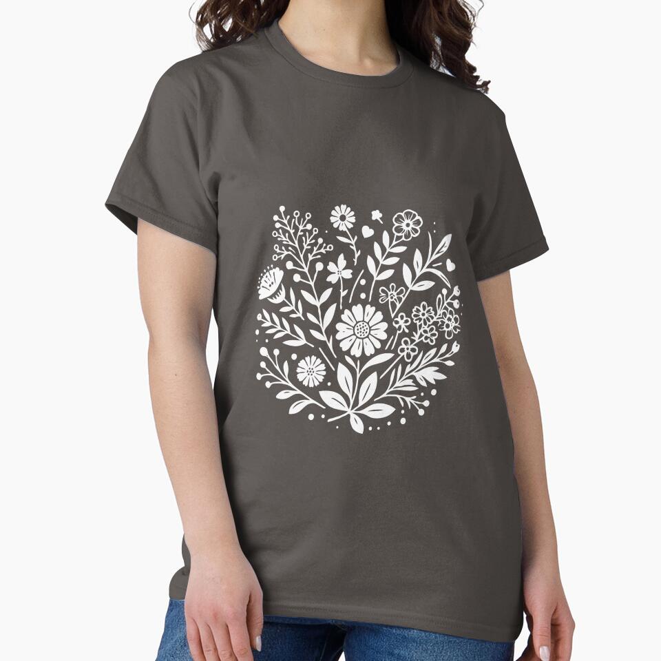 Minimalist T-Shirts, Gifts for Women, Flowers Crewneck Sweatshirt, Aesthetic Tees, Floral Shirts for Women, Wild Flowers Graphic Tees by teecraftstudios