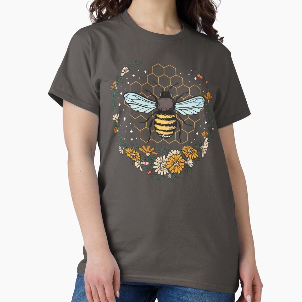 Floral Honeycomb Bee Lover Art by MrEddie10 T-Shirts, Hoodie, Sweatshirt | BlankRebels.com (Image 2)