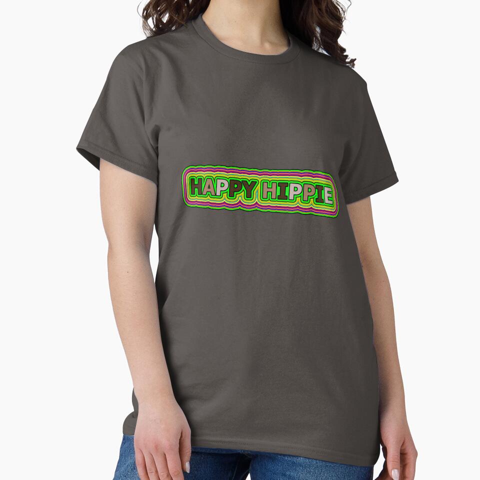 Happy Hippie Words Hippie Vibes Retro Lines 1 of 4 by Beachy T-Shirts, Hoodie, Sweatshirt | BlankRebels.com (Image 2)