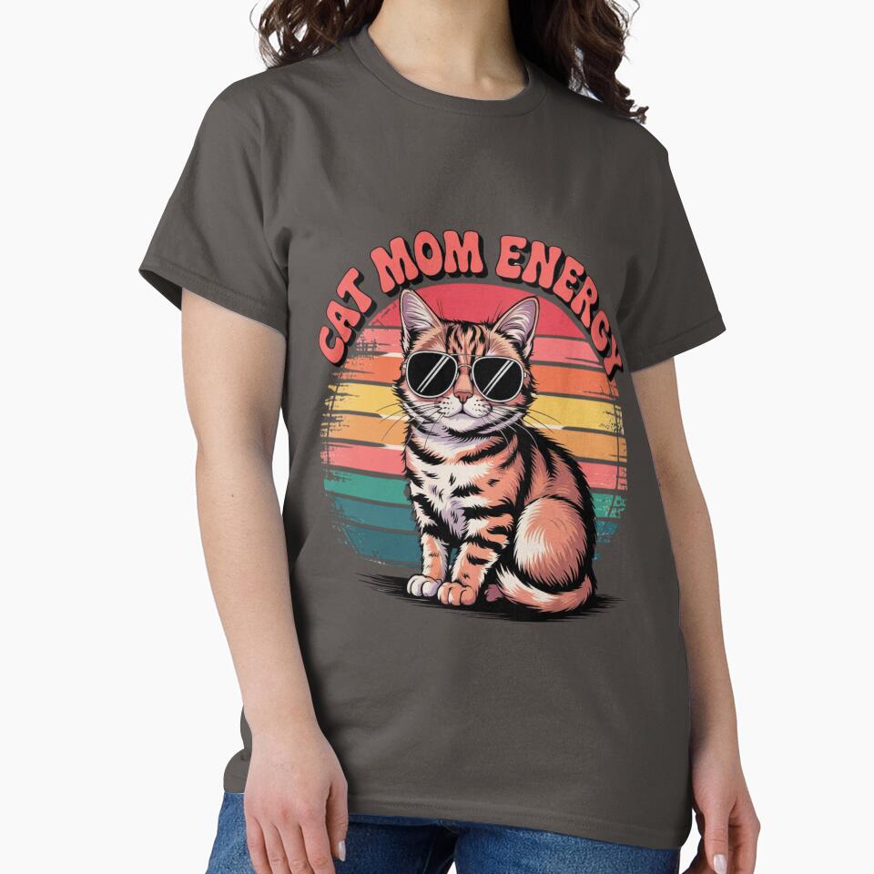 Cat Mom Energy – Funny Retro Vintage Cat Lover T-Shirt by Cophros Hoodie, Sweatshirt | BlankRebels.com (Image 2)