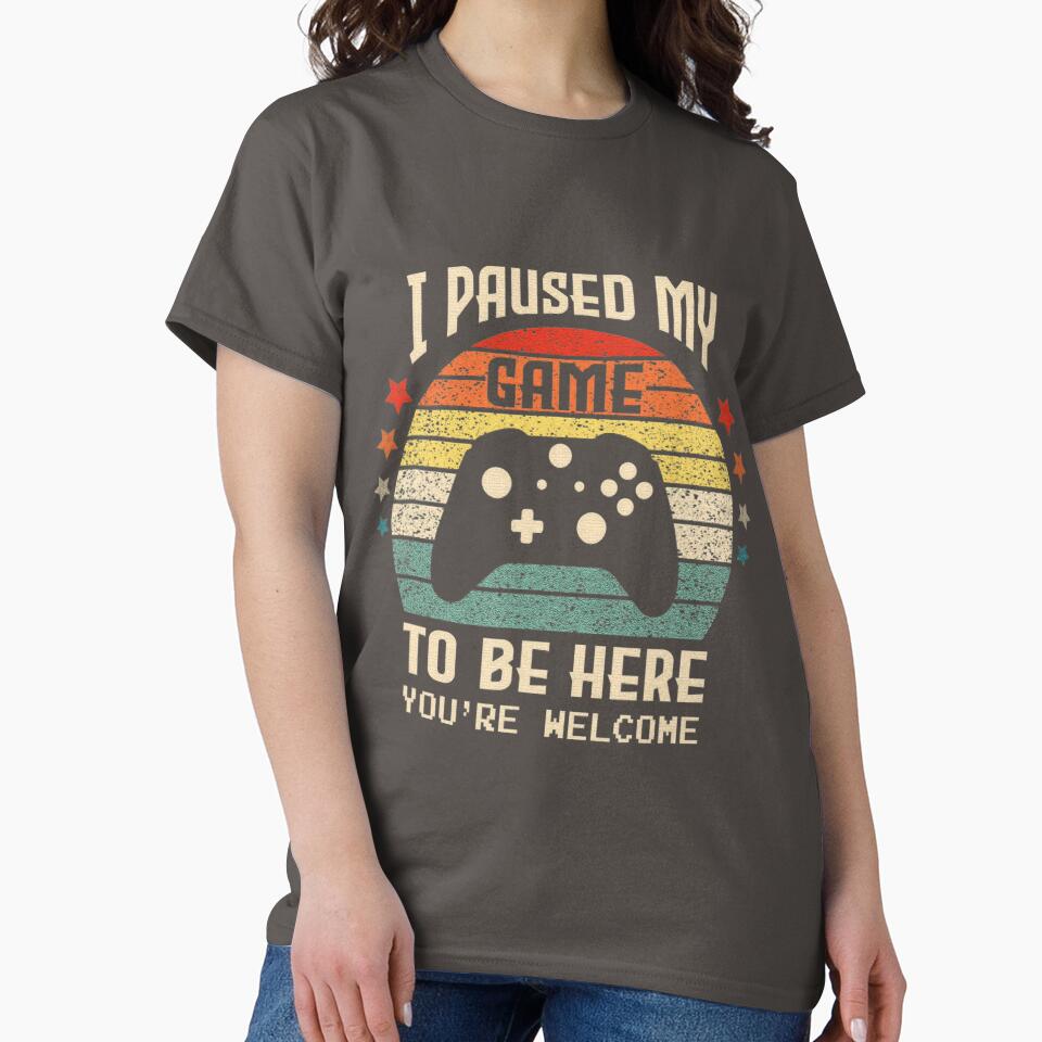 I Paused My Game to Be Here Gamer Gaming Retro Vintage Gift by sernasreymanu T-Shirts, Hoodie, Sweatshirt (Image 2)