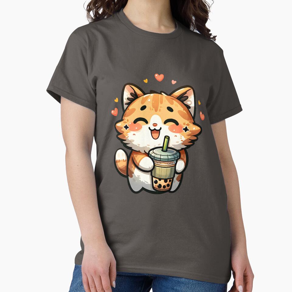 Cute Cat And Boba Tea by DominDesigns T-Shirts, Hoodie, Sweatshirt | BlankRebels.com (Image 2)