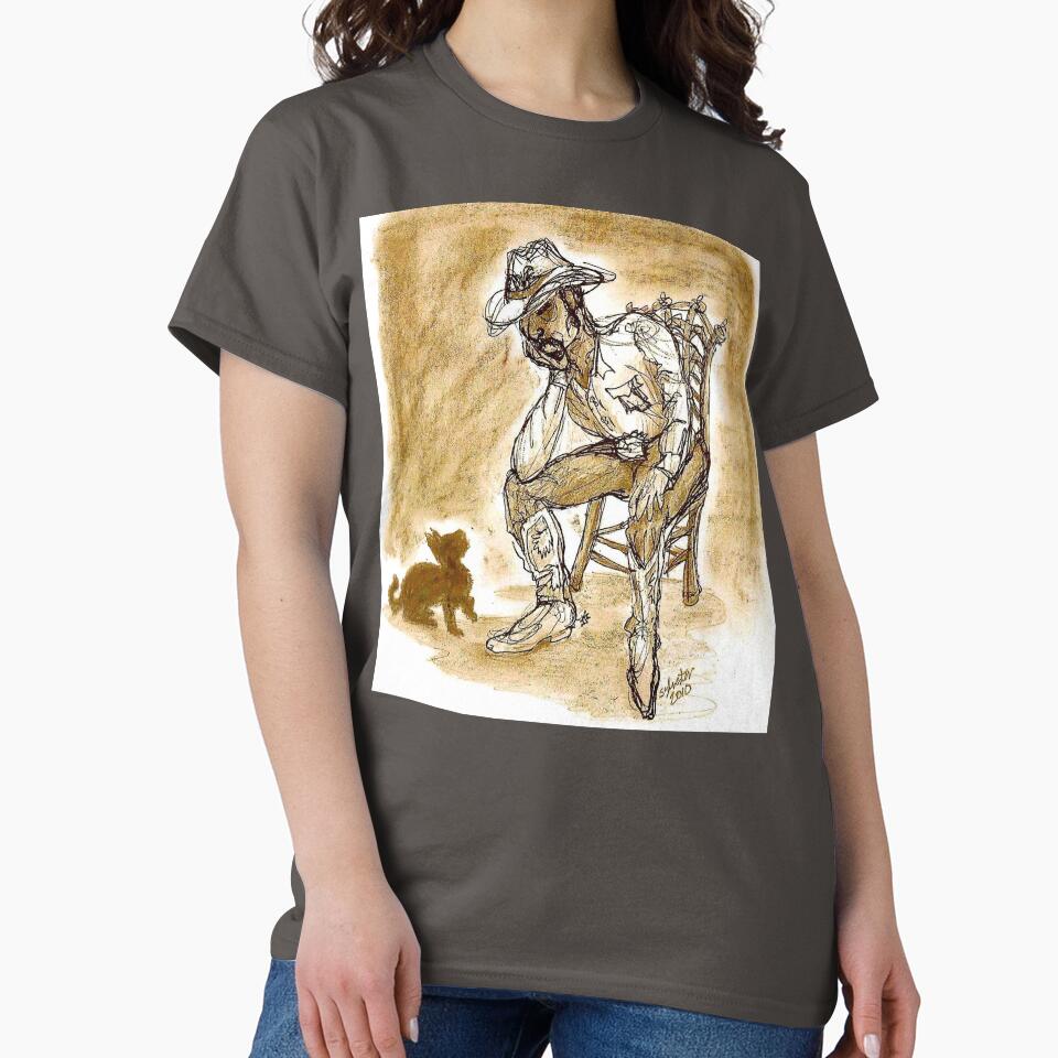 A Cowboy Sitting Down With His Black Cat by DonSylvester T-Shirts, Hoodie, Sweatshirt | BlankRebels.com (Image 2)