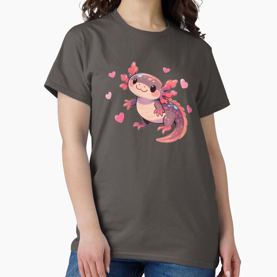 Cute Axolotl With Hearts – Kawaii Aquatic Love by KingCuppaDigitalArt T-Shirts, Hoodie, Sweatshirt (Image 2)