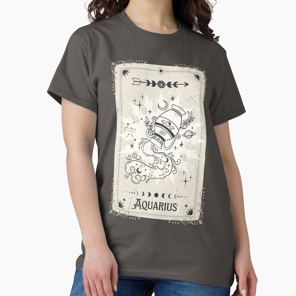 Tarot card Aquarius zodiac by MonochromeEcho T-Shirts, Hoodie, Sweatshirt | BlankRebels.com (Image 2)