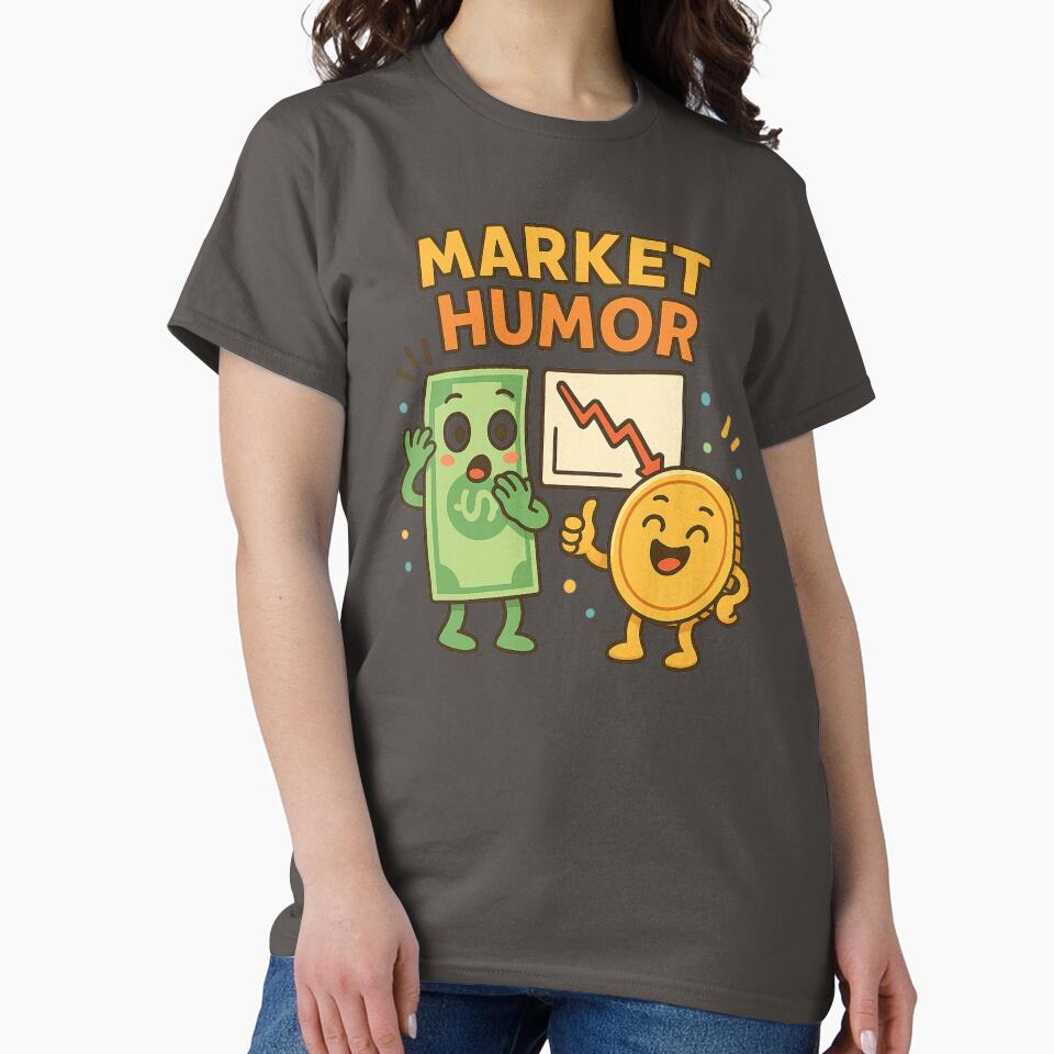 Market Humor – Funny Stock Market Cartoon Design with Dollar & Coin – Inflation, Crypto & Finance Meme Tee by... (Image 2)