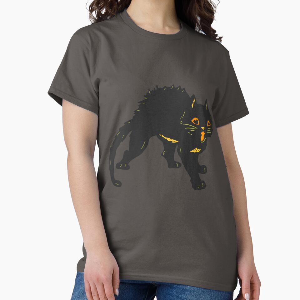 Vintage Halloween Style Black Cat, Halloween Black Cat by CreepingWillow T-Shirts, Hoodie, Sweatshirt (Image 2)