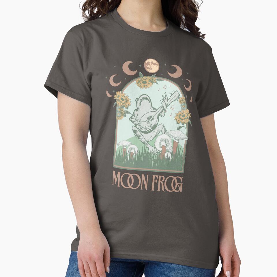 Moon Frog – Cottagecore Frog Playing Lute Shirt | Whimsigoth by Comfort-shirt Hoodie, Sweatshirt | BlankRebels.com (Image 2)