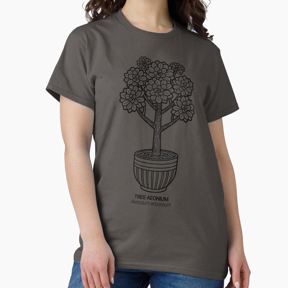 Form and Line – Aeonium arboreum (Tree Aeonium) in Black by BTNYBayCo T-Shirts, Hoodie, Sweatshirt (Image 2)