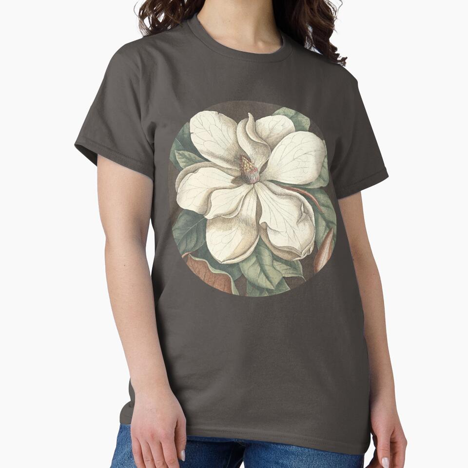 Vintage white magnolia, vintage botanical big flower. by LeAllureVintage T-Shirts, Hoodie, Sweatshirt (Image 2)