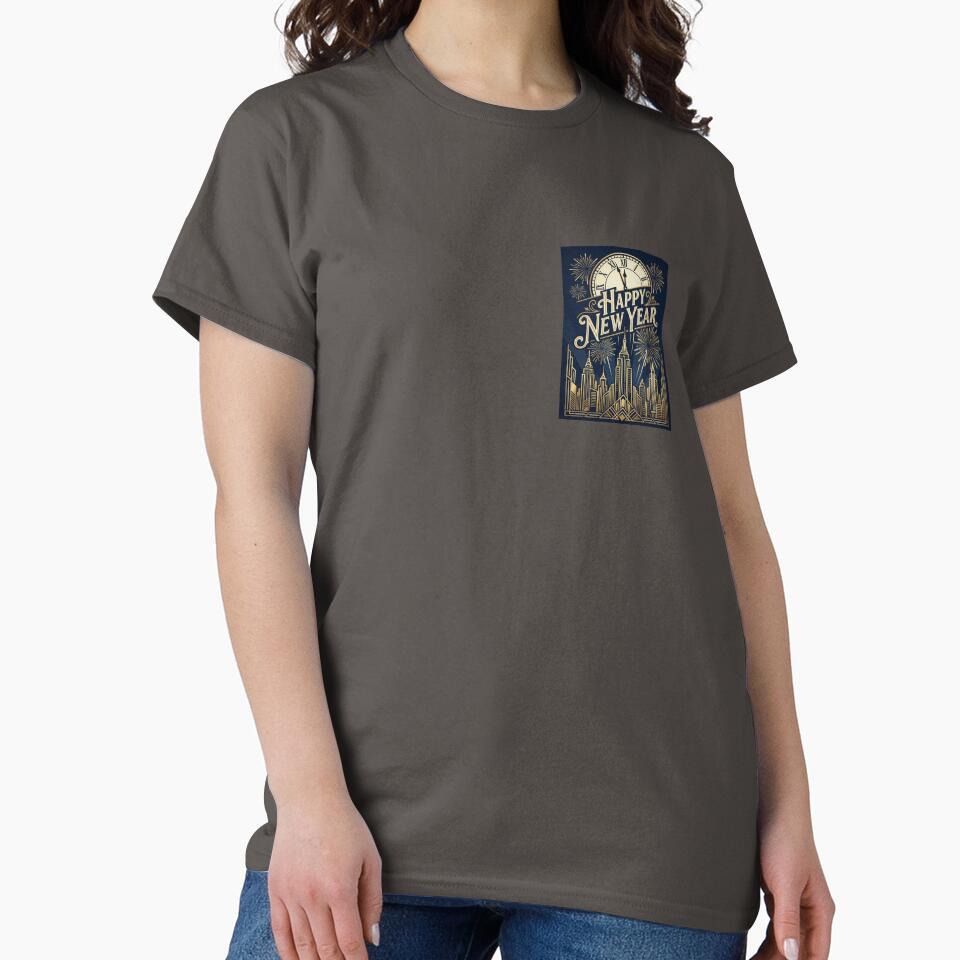 Happy New Year Skyline | Gold Art Deco New Year’s Eve Illustration by Union & Thread T-Shirts, Hoodie, Sweatshirt (Image 2)