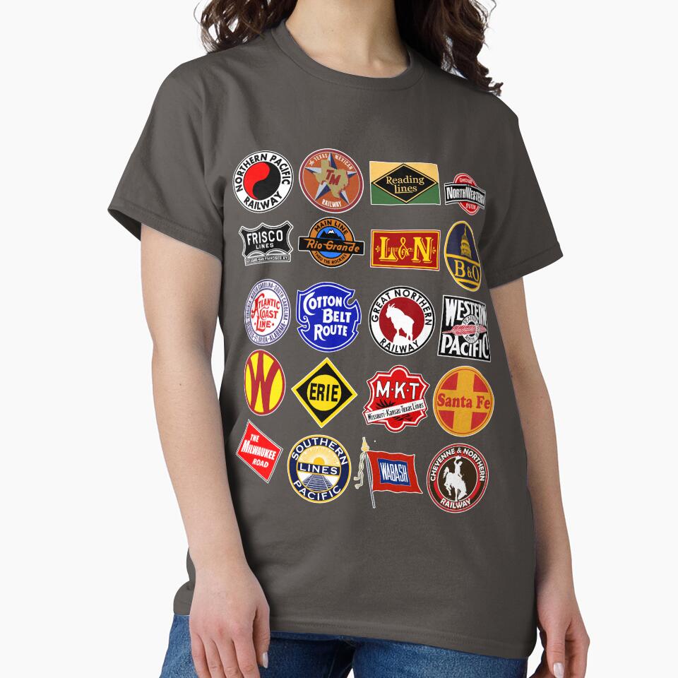 Vintage defunct Railroad Railway logos - Trains hobby by Osprey Tees