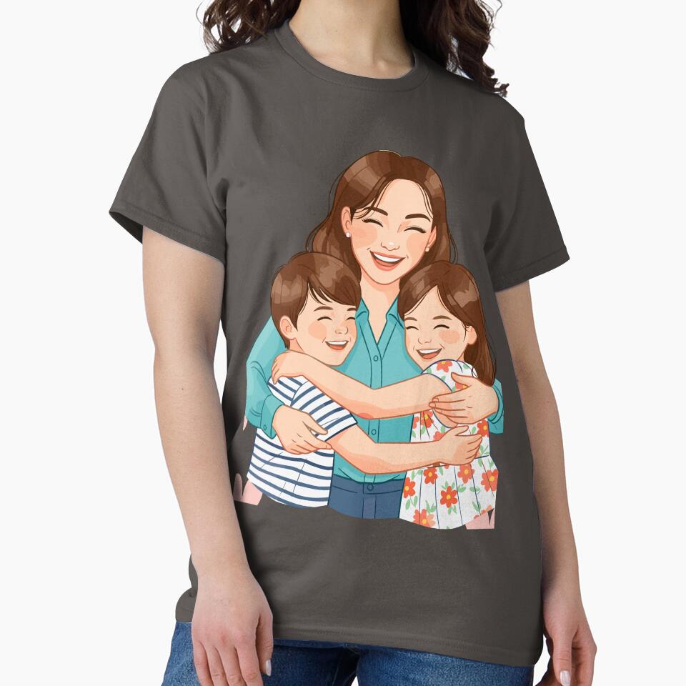 Super Mom Hugging Son and Daughter - Happy Family by Great Sun T-Shirts, Hoodie, Sweatshirt | BlankRebels.com (Image 2)