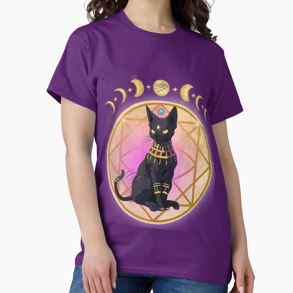 Mystic Sphynx Cat with Third Eye – Spiritual Black Cat Illustration by ExoticByJoanna T-Shirts, Hoodie, Sweatshirt (Image 2)