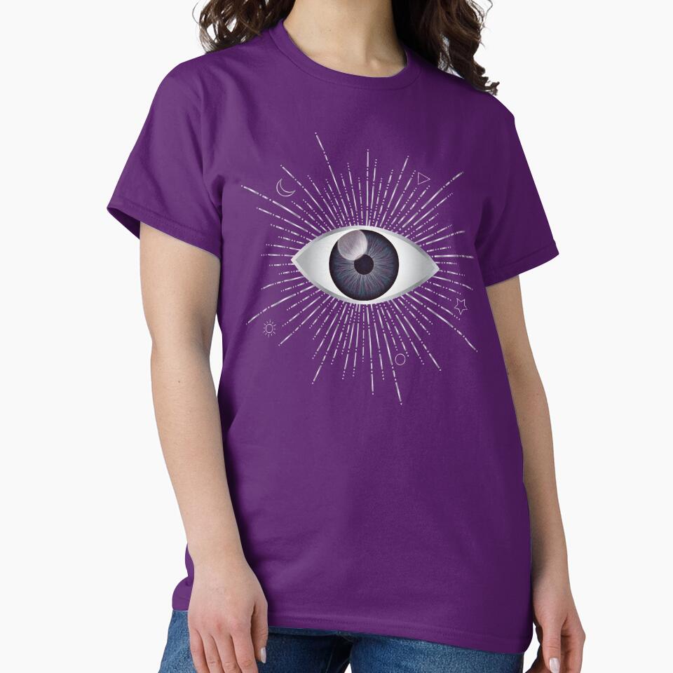 Purple Evil Eye Silver Eyelashes Sun Moon Star Triangle Circle Nazar Mati Protection Talisman by Karen... (Image 2)