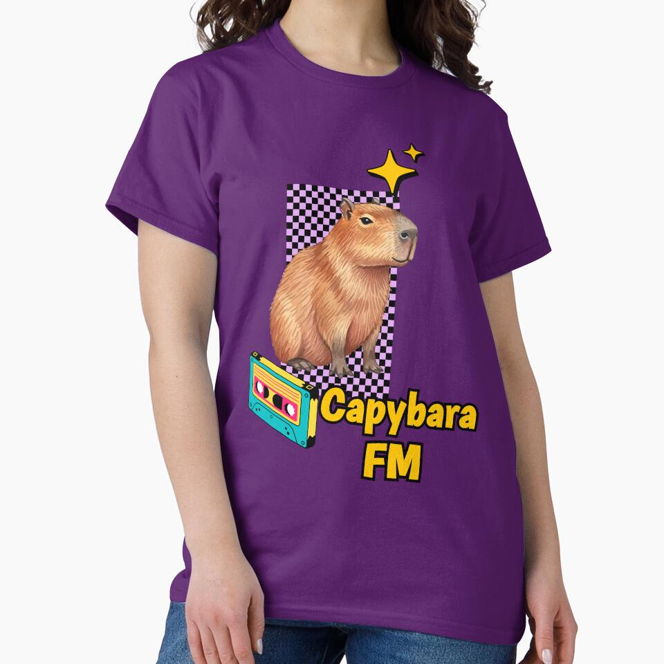 Capybara FM – Retro Cute Capybara with Cassette & 90s Vibes by MarcelooArt T-Shirts, Hoodie, Sweatshirt (Image 2)
