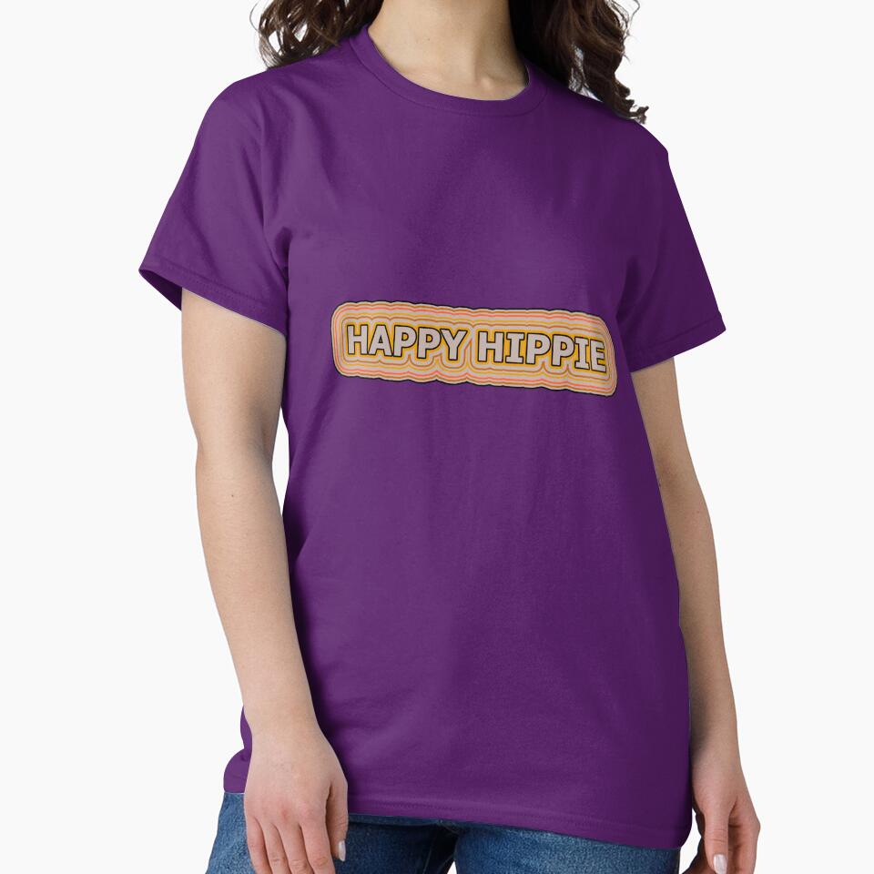 Happy Hippie Words Earthy Tones Hippie Vibes Retro Lines 3 of 4 by Beachy T-Shirts, Hoodie, Sweatshirt (Image 2)