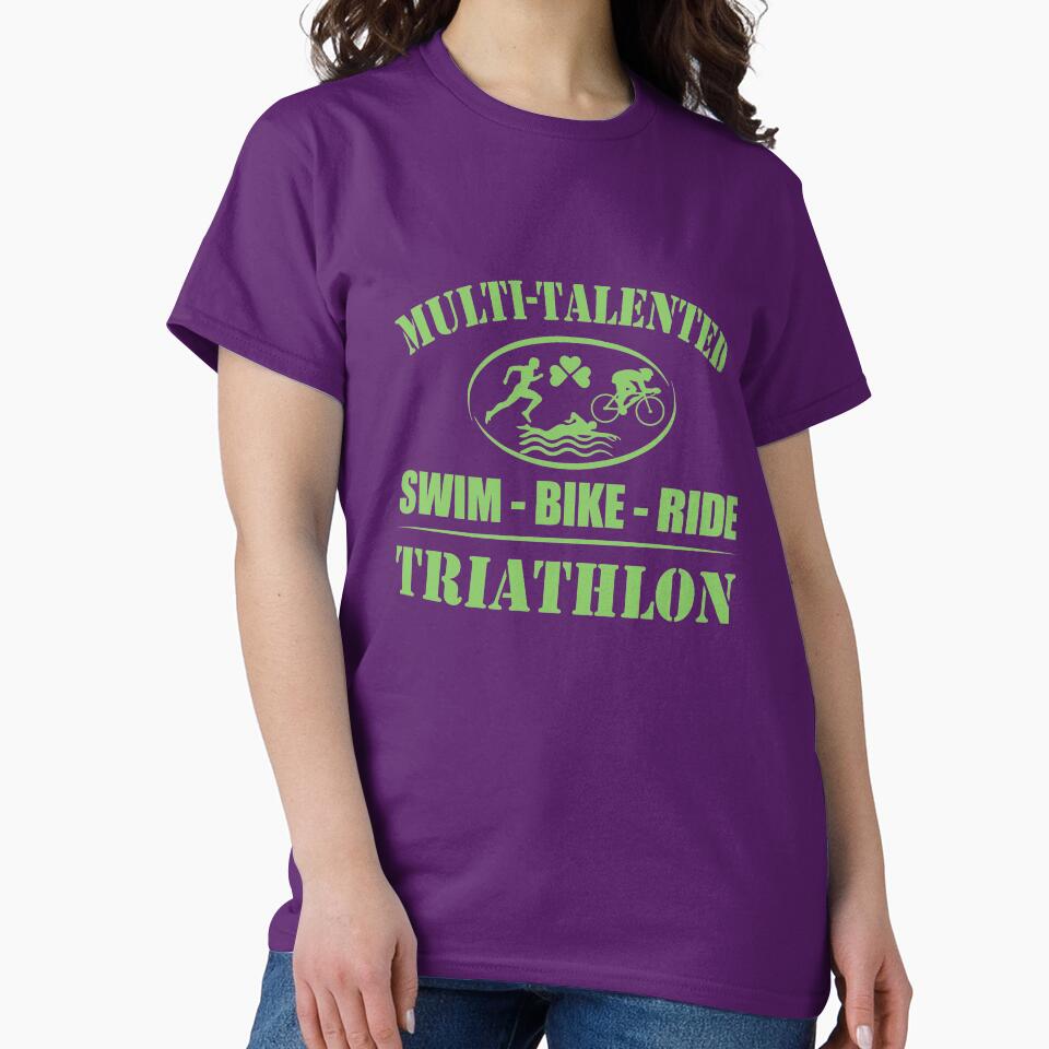 Multi-Talented Swim Bike Triathlon - Running Triathlete Quotes -  Green, Violet, White - Marathoner Gift,... (Image 2)