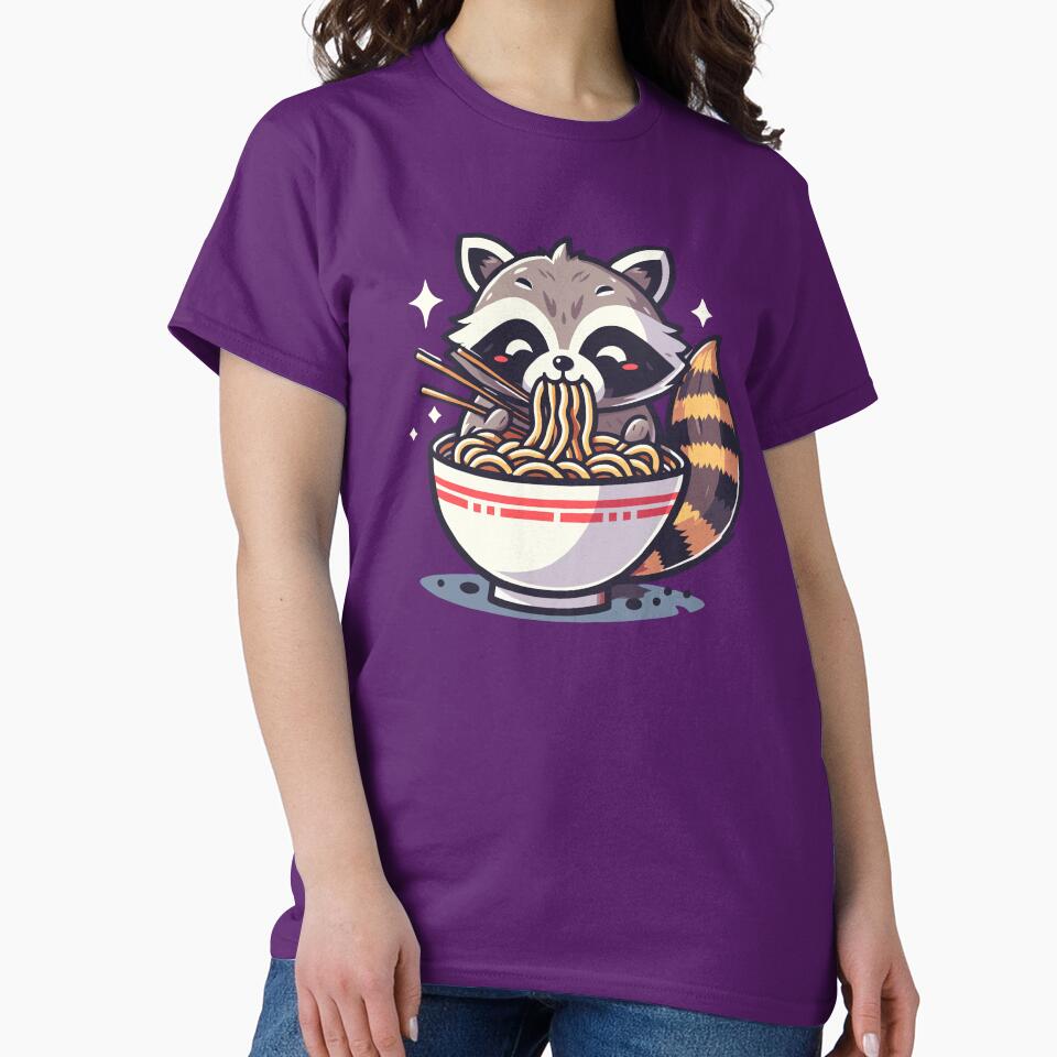 Cozy Raccoon Noodle Feast - Cute Animal Art by Designowner T-Shirts, Hoodie, Sweatshirt | BlankRebels.com (Image 2)