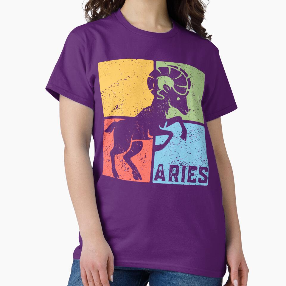 Aries Zodiac Sign Pastel Retro Pop Art Geometric T-Shirts, Hoodie, Sweatshirt