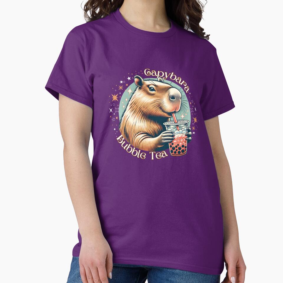 Capybara Bubble Tea – Cute Retro Animal Illustration T-Shirts, Hoodie, Sweatshirt