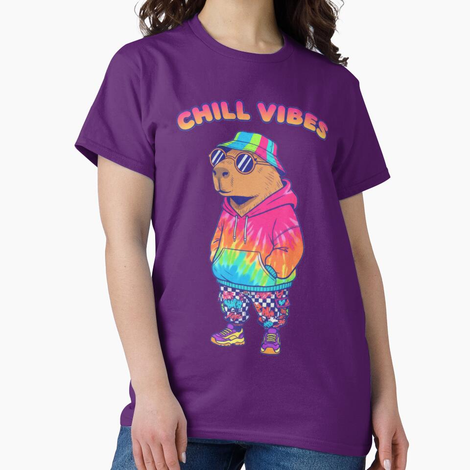 Retro Capybara Chill Vibes Tie Dye Streetwear Aesthetic by seven things shop T-Shirts, Hoodie, Sweatshirt (Image 2)