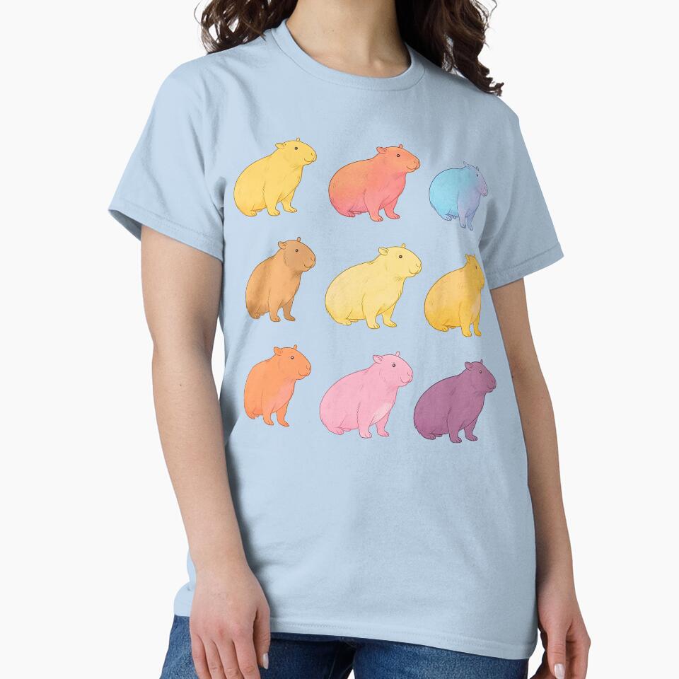 Colorful Capybara Illustration Grid by ArtfulWeave T-Shirts, Hoodie, Sweatshirt | BlankRebels.com (Image 2)
