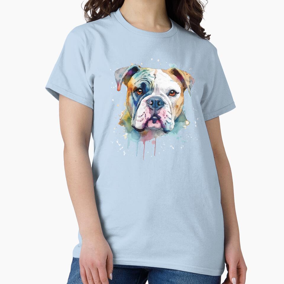 Watercolor American Bulldog T-Shirts, Hoodie, Sweatshirt