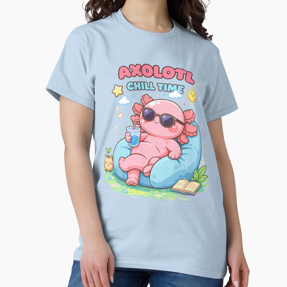 Cute Axolotl Chilling in Kawaii Funny Style by Sitchko T-Shirts, Hoodie, Sweatshirt | BlankRebels.com (Image 2)