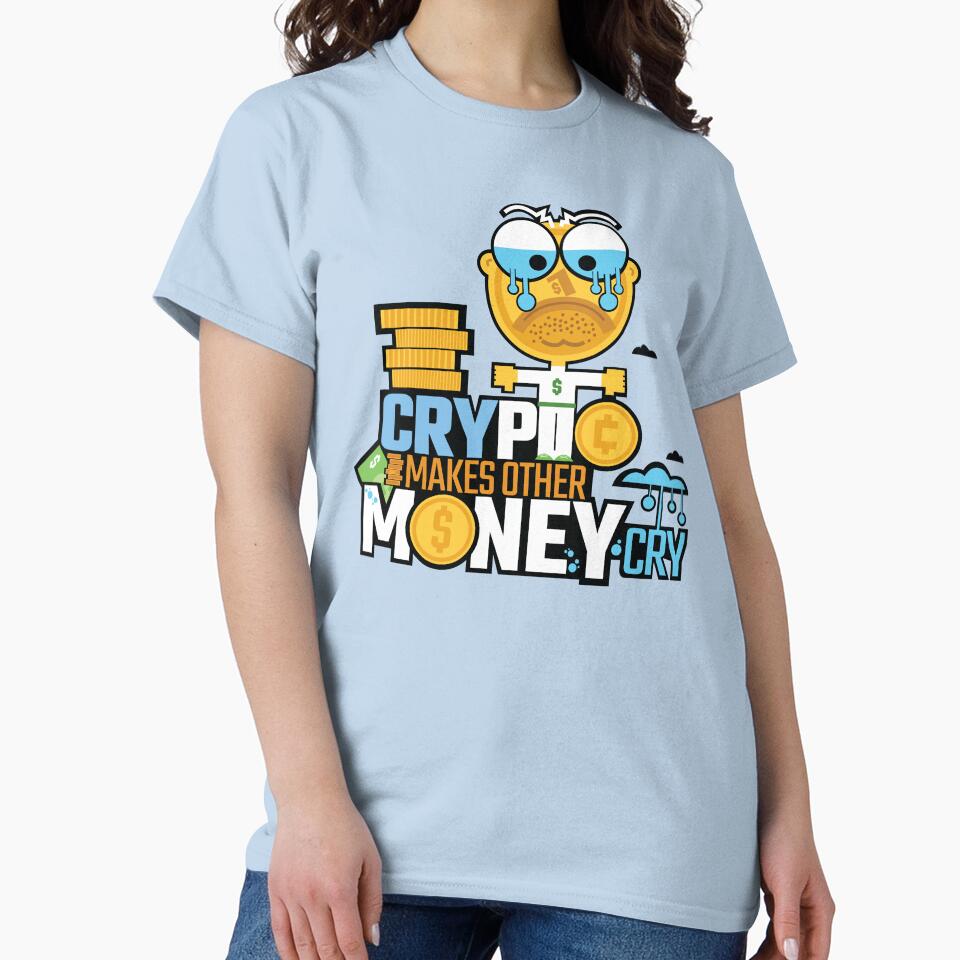 Crypto Makes Other Money Cry Funny Joke tshirt Dollar Coin Crying Animation Fan Art by doseofwin Hoodie, Sweatshirt (Image 2)