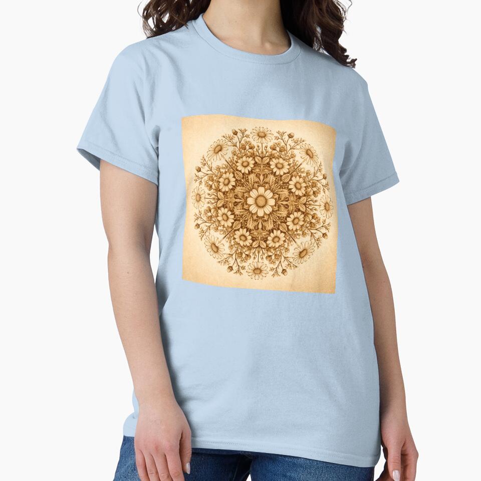 Matricaria Chamomilla – Botanical Geometry Mandala (Sepia ) T-Shirts, Hoodie, Sweatshirt